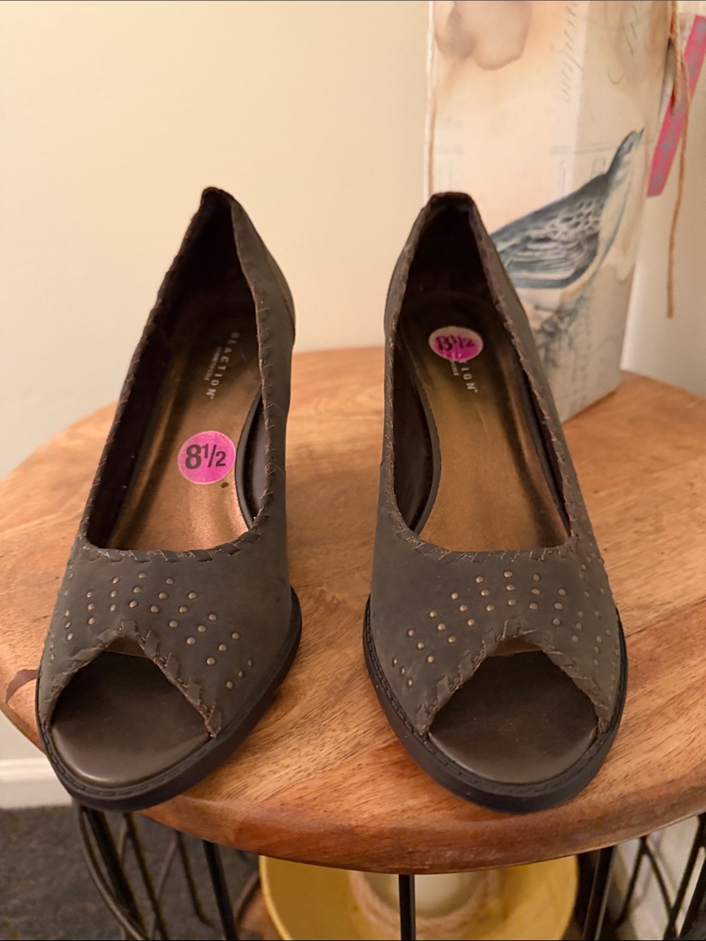 Women’s Peep Toe Dress Pumps in Dark Gray. Kenneth Cole design worn once